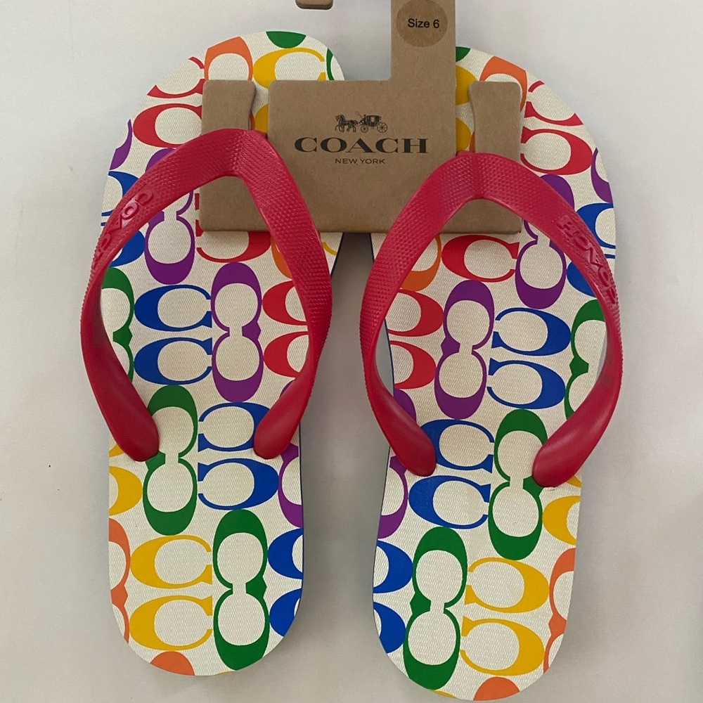 Women’s Coach Pride Rainbow Signature Flip Flops🌈​